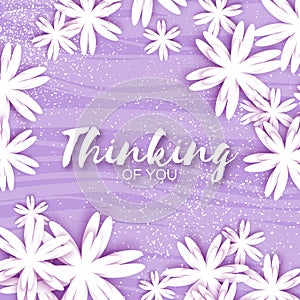 Cute Origami Purple Floral Greeting Card with place for text.