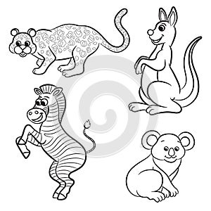 Cute outlined zoo animals collection