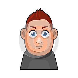 Cute overweight Boy Avatar Character. Young Man Cartoon Style Userpic Icon