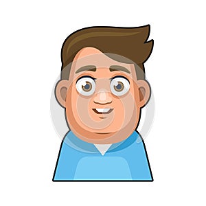 Cute overweight Boy Avatar Character. Young Man Cartoon Style Userpic Icon