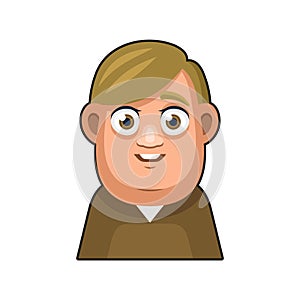 Cute overweight Boy Avatar Character. Young Man Cartoon Style Userpic Icon