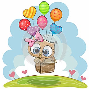 Cute Owl with balloons