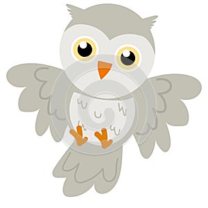 Cute owl cartoon bird doodle photo