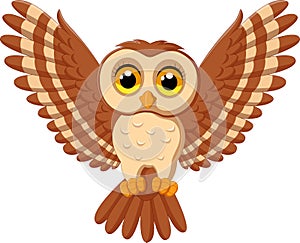 Cute owl cartoon flying