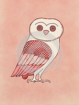 Cute owl drawing inspired on ancient greek pottery drawing photo