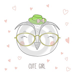 Cute owl girl portrait