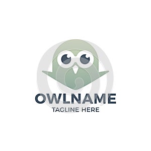 Cute Owl head logo template vector icon illustration Design