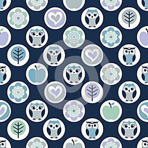 Cute owls fabric pattern