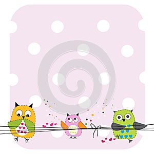 Cute Owls Family Baby Shower greeting card vector