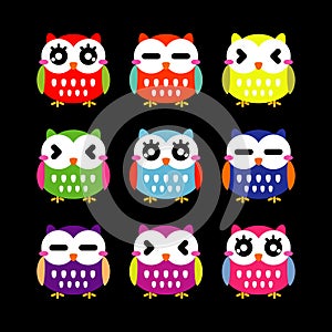 Cute owls set