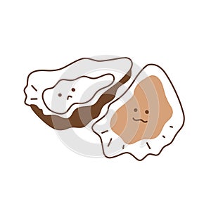 Cute Oyster Emoji Vector - Funny Brown Shell Graphic for Creatives