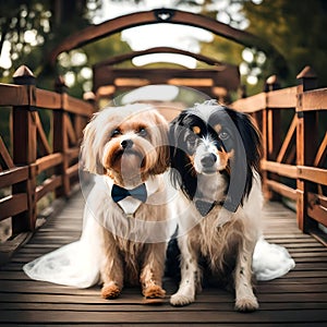 Cute pair of doggies getting married - ai generated image