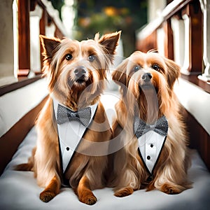 Cute pair of doggies getting married - ai generated image