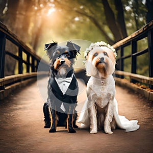 Cute pair of doggies getting married - ai generated image