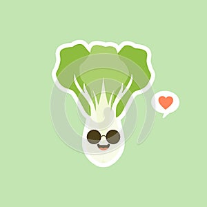 cute pak choi character cartoon mascot vegetable healthy food concept isolated vector illustration. bok choy character