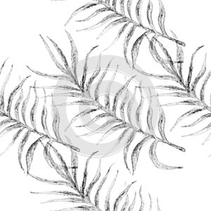 Cute palm tree branches tropical seamless