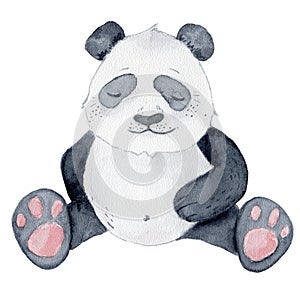 Cute Panda bear cartoon watercolor illustration animal