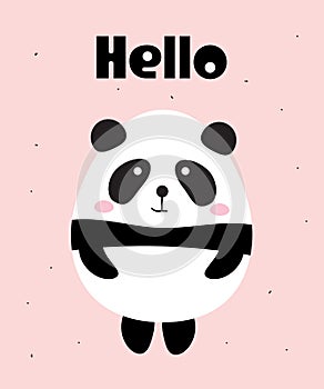 Cute Panda Bear Say Hello
