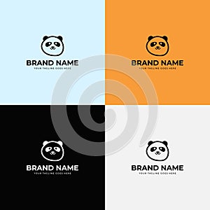 Cute panda bear silhouette Logo design vector template