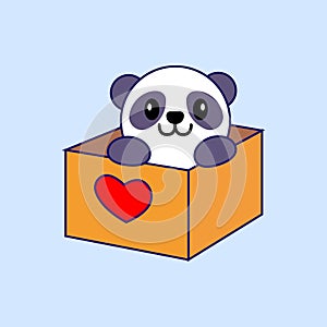 Cute panda in box vector graphic design