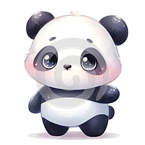 Cute panda cartoon character vector illustration isolated on white background.