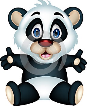 Cute panda cartoon posing