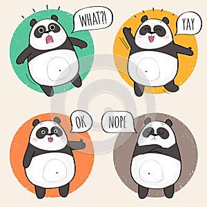 Cute Panda Character with different emotions