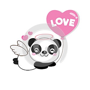 Cute panda cupid with LOVE balloon