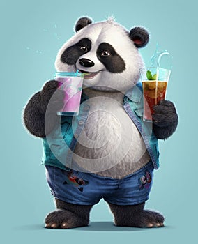 cute panda drinks a cocktail 1