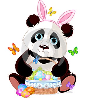 Cute Panda with Easter basket