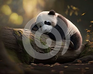 Cute panda eating bamboo.