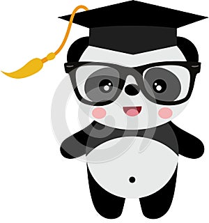 Cute panda with graduation cap