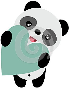 Cute panda holding a heart