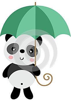 Cute panda holding a umbrella