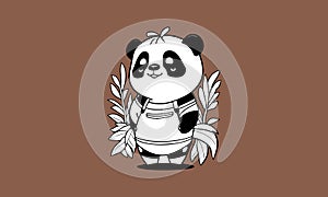 cute panda kawaii line art design