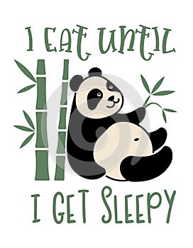 Cute panda. Simple flat icon with a funny inscription photo