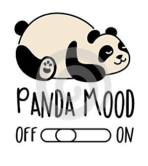 Cute panda. Simple flat icon with funny inscription. Panda Mood photo