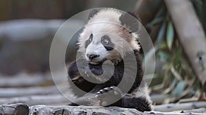 Cute Panda Thinking And Confused . Generative Ai