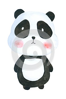 Cute Panda watercolor isolated on white background , Hand drawn character for Kids, Greeting Card , Cases design,