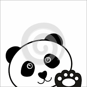 Cute panda waving his paw, vector illustration