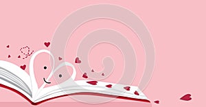 Cute paper heart book flat design for Valentine`s Day