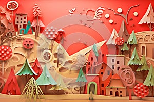 Cute Paper Village Scene