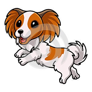 Cute papillon dog cartoon posing