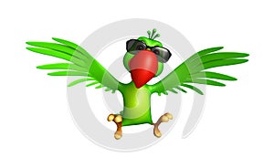 cute Parrot cartoon character with sunglass