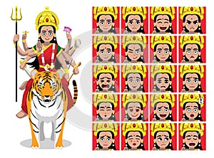 Cute Parvati Cartoon Emotion faces Vector Illustration
