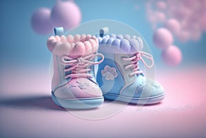 Cute pastel blue and pink baby booties