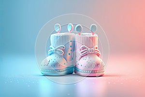 Cute pastel blue and pink baby booties
