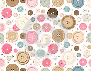 Cute Pastel Buttons Seamless Pattern Background