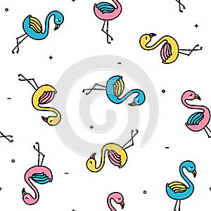 Cute pastel colorful flamingo seamless pattern