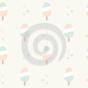 Cute pastel colors ice cream seamless pattern background illustration